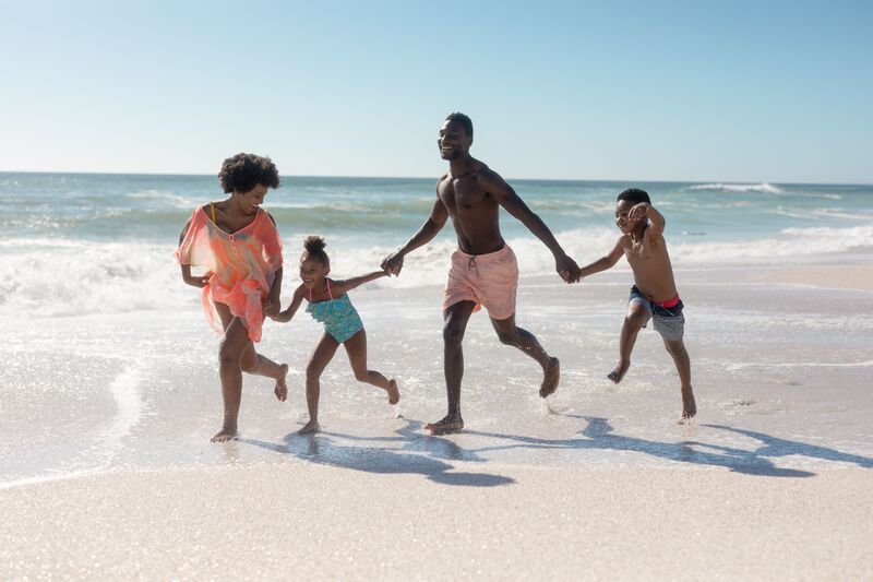 family at beach